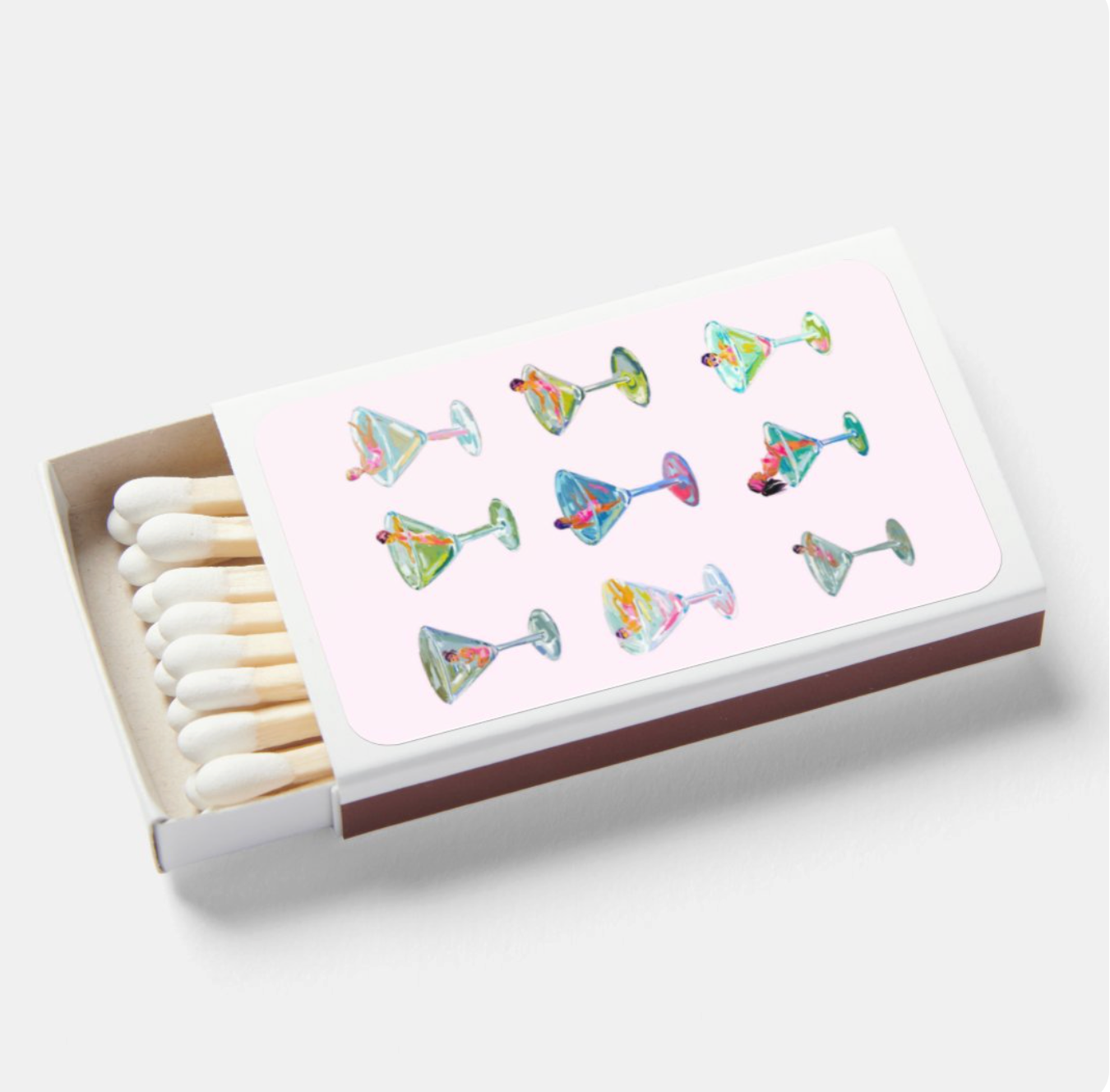 Colorful Martinis Match Box