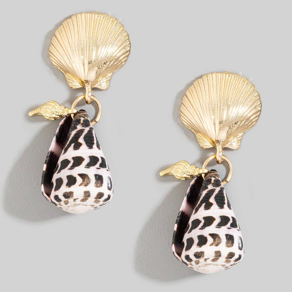 Seashell Cone Drop Earrings