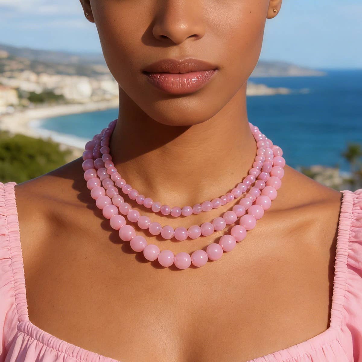 Purple-Pink Beaded Versatile Necklace