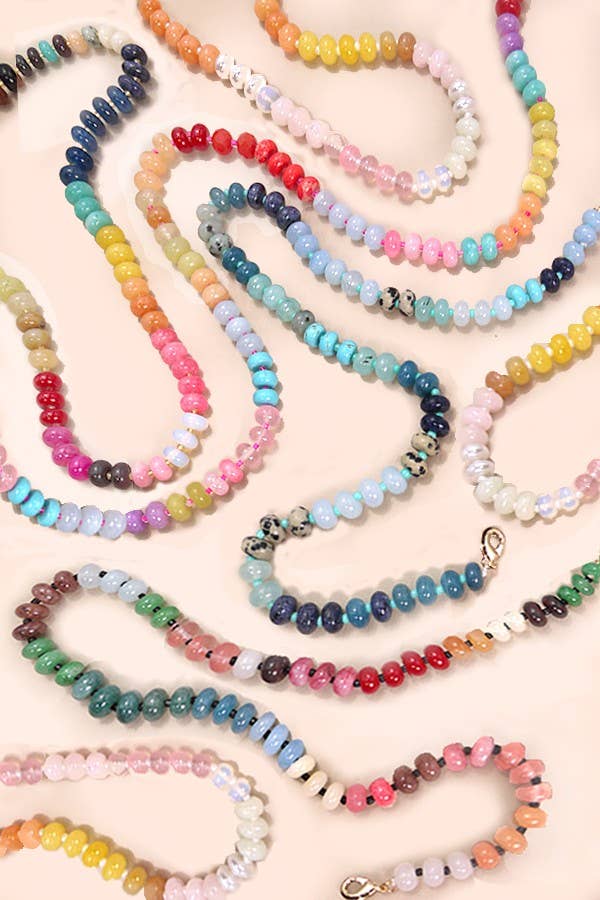 Candy Necklace - NATURAL AGATE GLASS SEMI PRECIOUS BEAD NECKLACE
