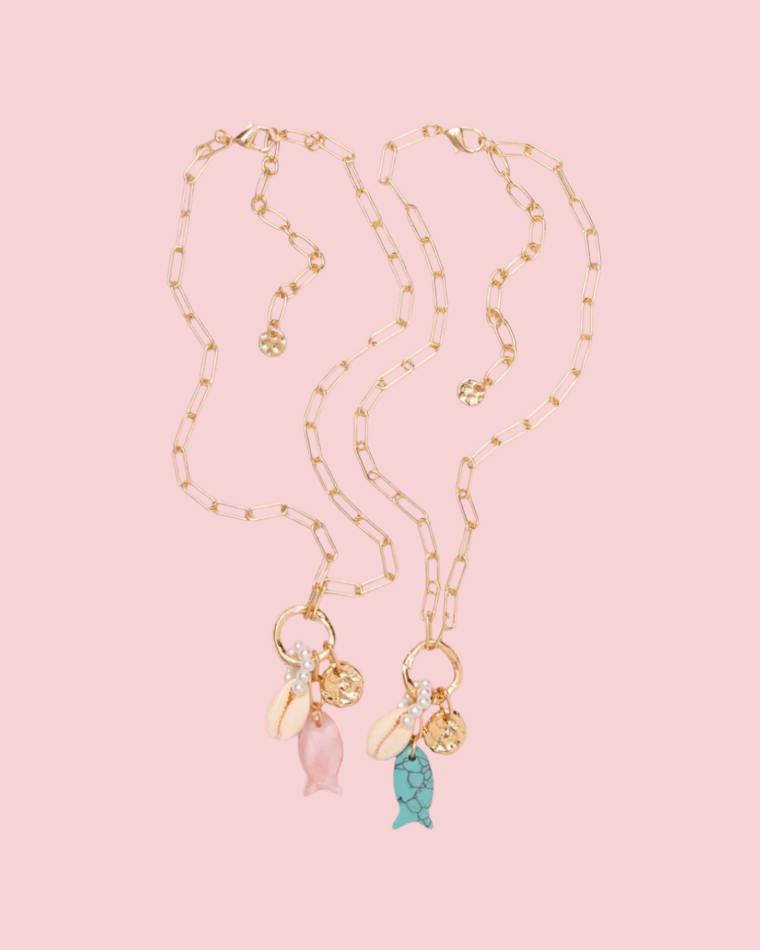 Fish Charm Pearl Seashell Necklace