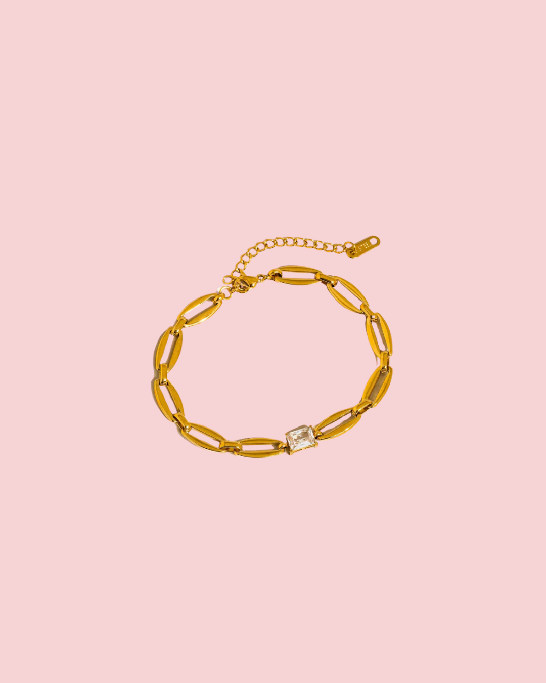 Melrose 18K Gold Non-Tarnish Link Chain CZ Bracelet