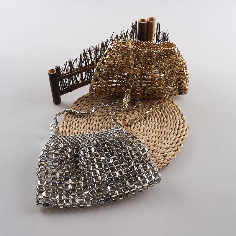 Simple Hollow Out Handmade Beaded Handbag