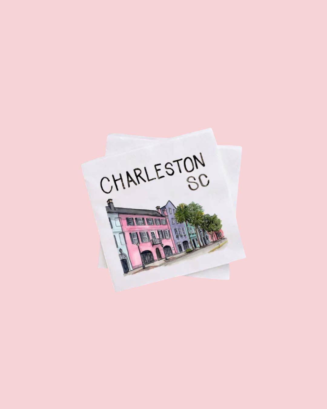 Charleston SC Rainbow Row Cocktail Napkins