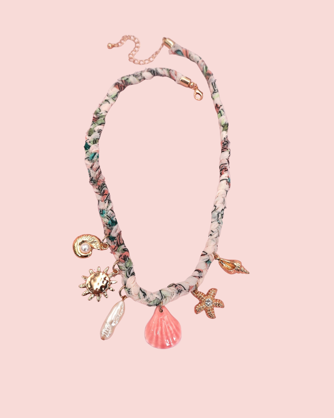 Starfish Sea Shell Scarf Charm Necklace