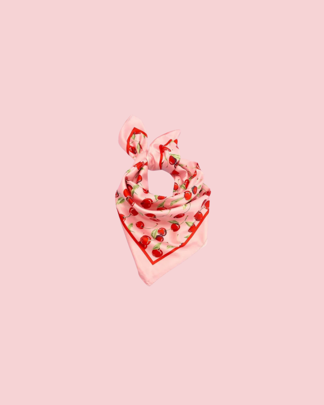 Cherry Print Silky Feel Bandana Scarf