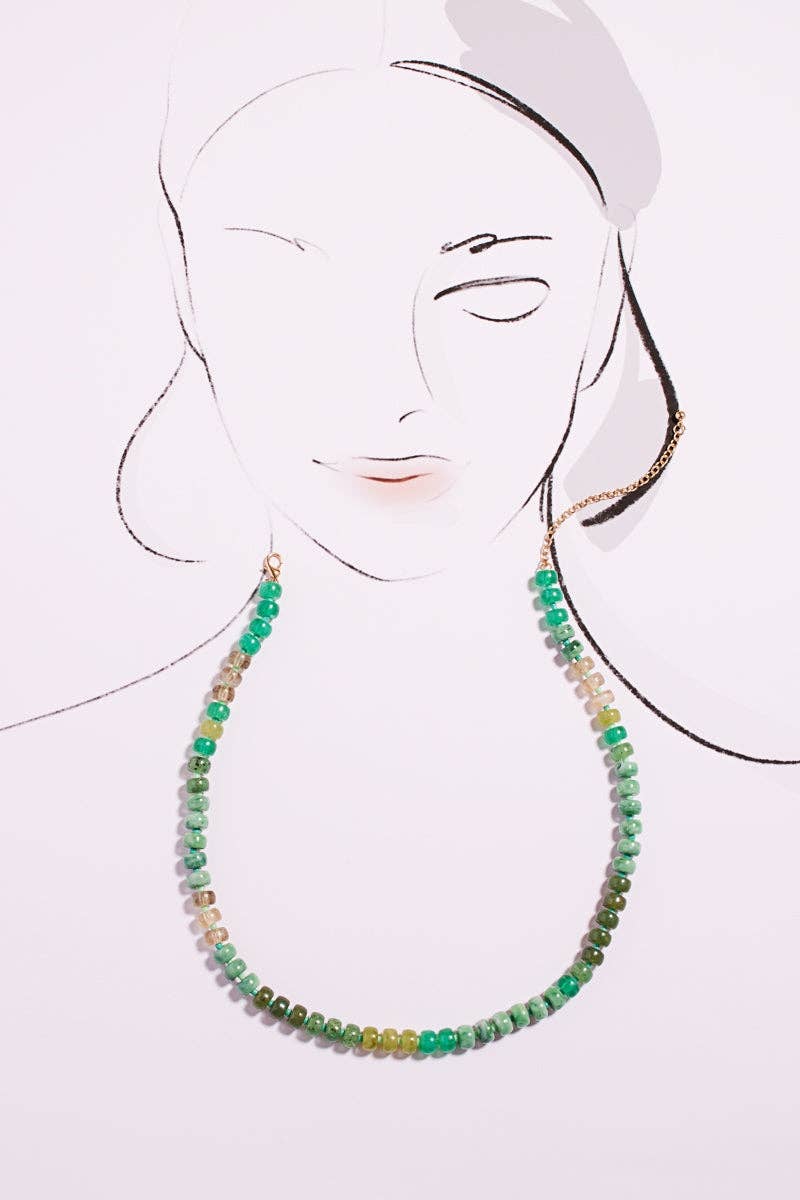 Flat Round Resin Beads Ombre Mixed Short Necklace