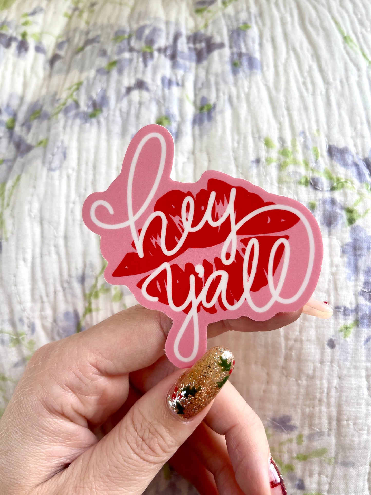 Hey Y’all Lipstick Kiss Southern Girl Vinyl Sticker