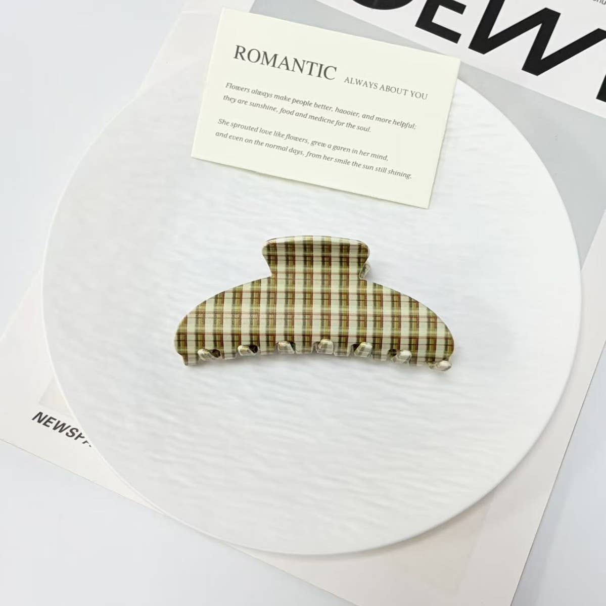 Vintage Plaid Pattern Hair Claw Clip