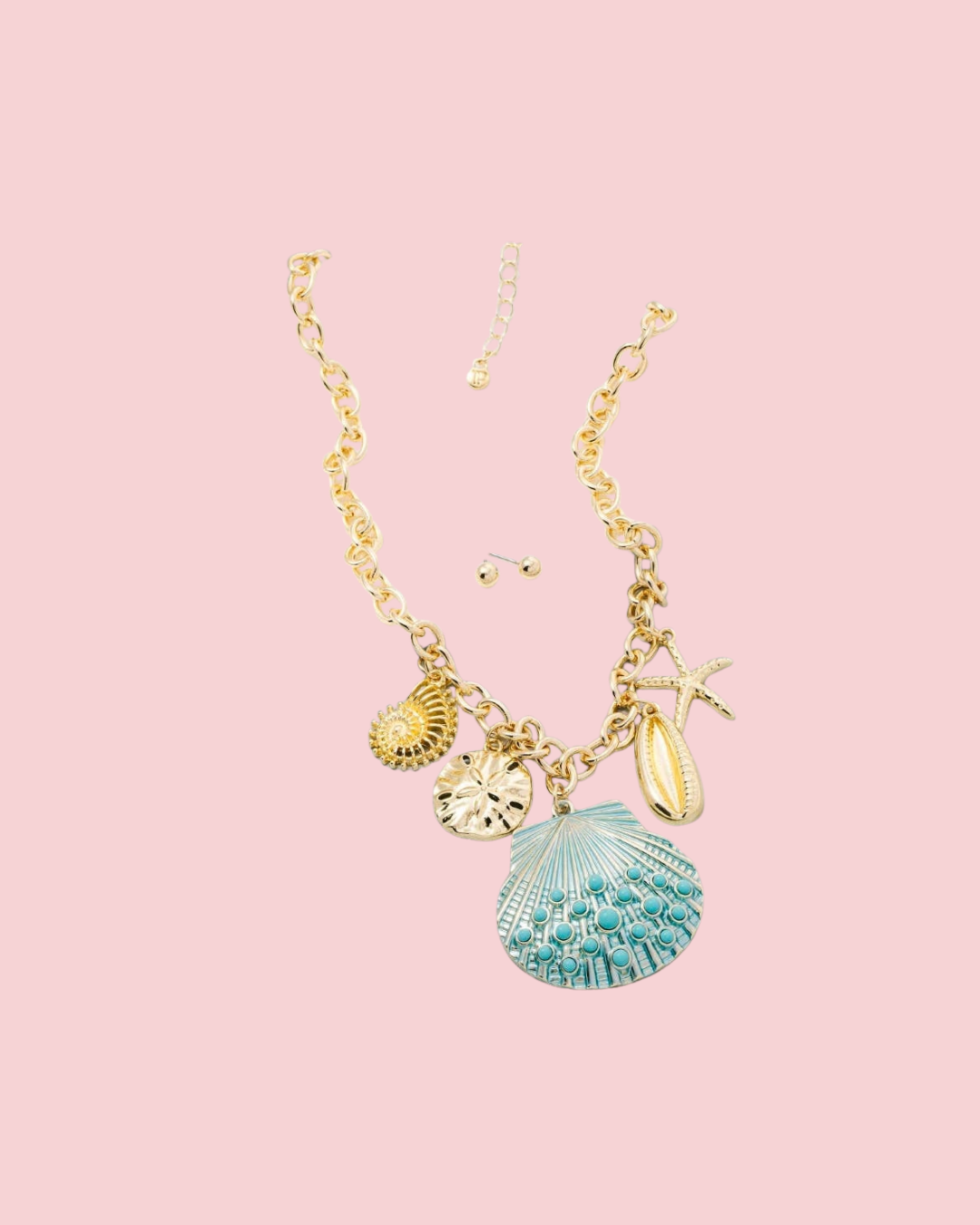 Assorted Sealife Seashell Charms Necklace Set