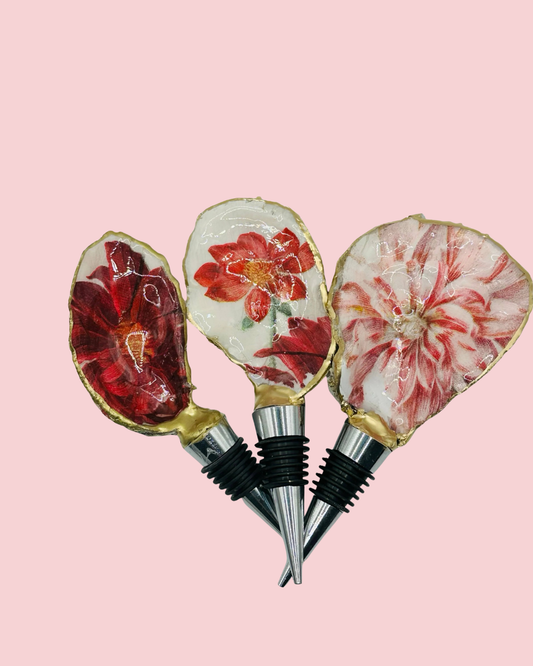 Vintage Red Dahlia Wine Stopper