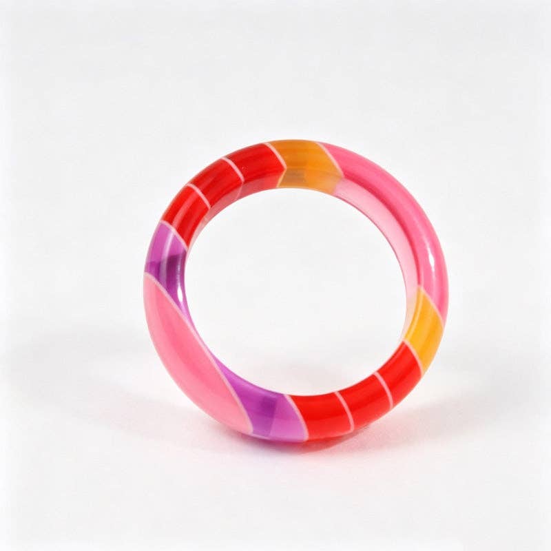 Rainbow Stripe Resin Ring