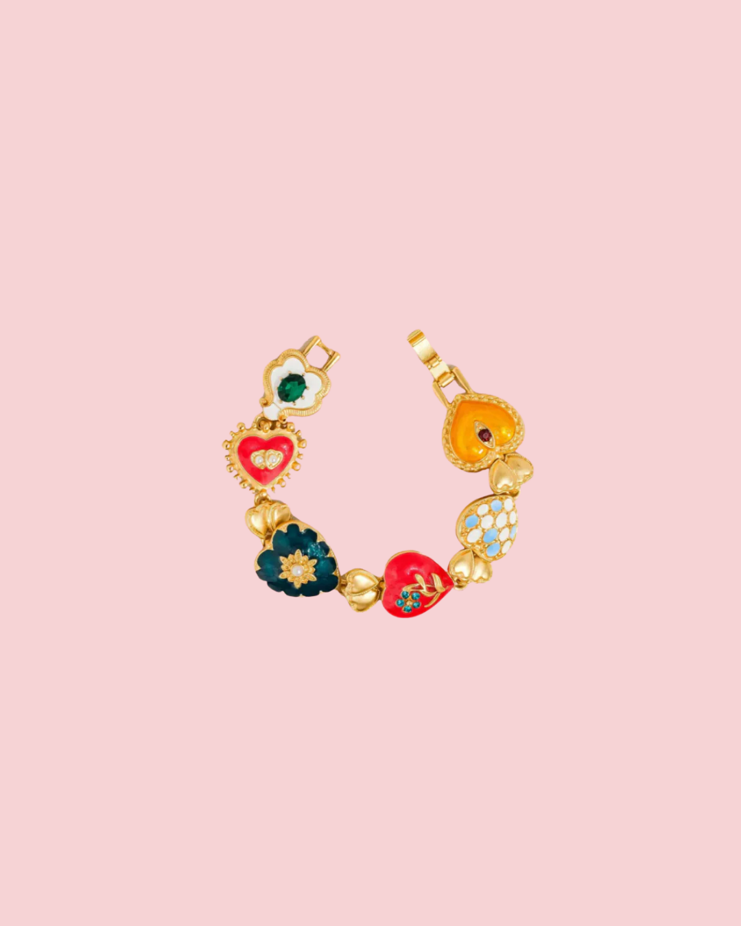 Elysian 18K Gold Boho Baroque Heart Color Bracelet
