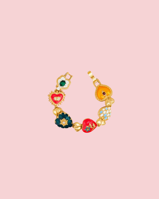 Elysian 18K Gold Boho Baroque Heart Color Bracelet