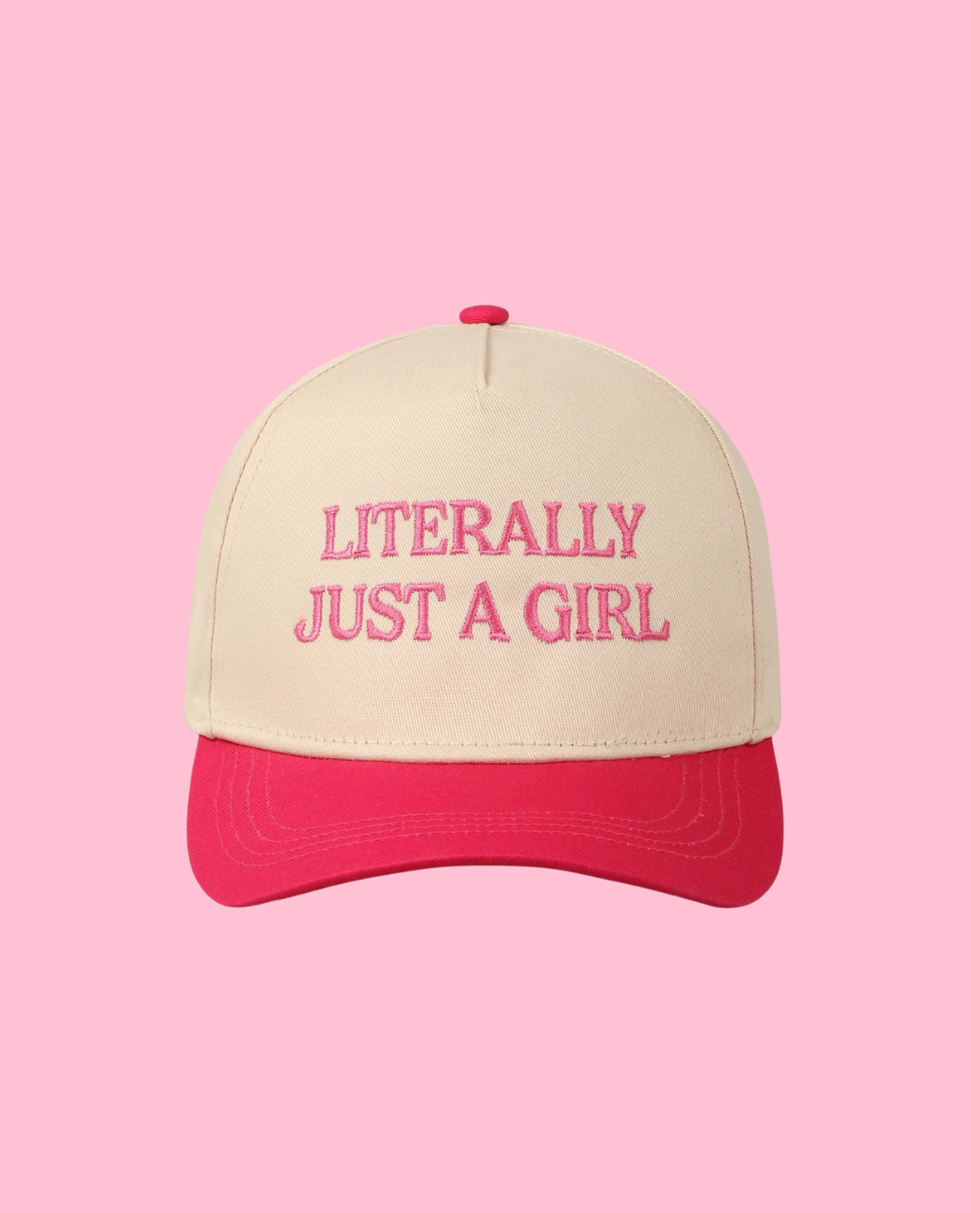 Literally Just A Girl Embroidery Two Tone Trucker Hat