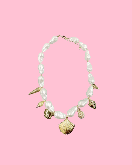 Mia Shell Pearl Charm Necklace
