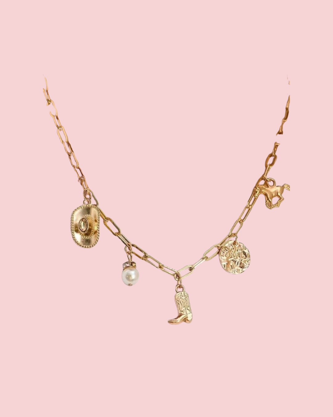 WESTERN BOOT STAR HAT HORSESHOE CHARM NECKLACE