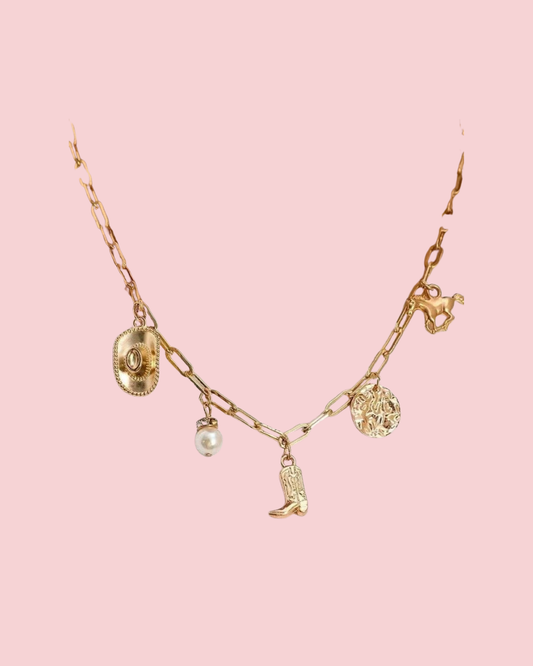 WESTERN BOOT STAR HAT HORSESHOE CHARM NECKLACE