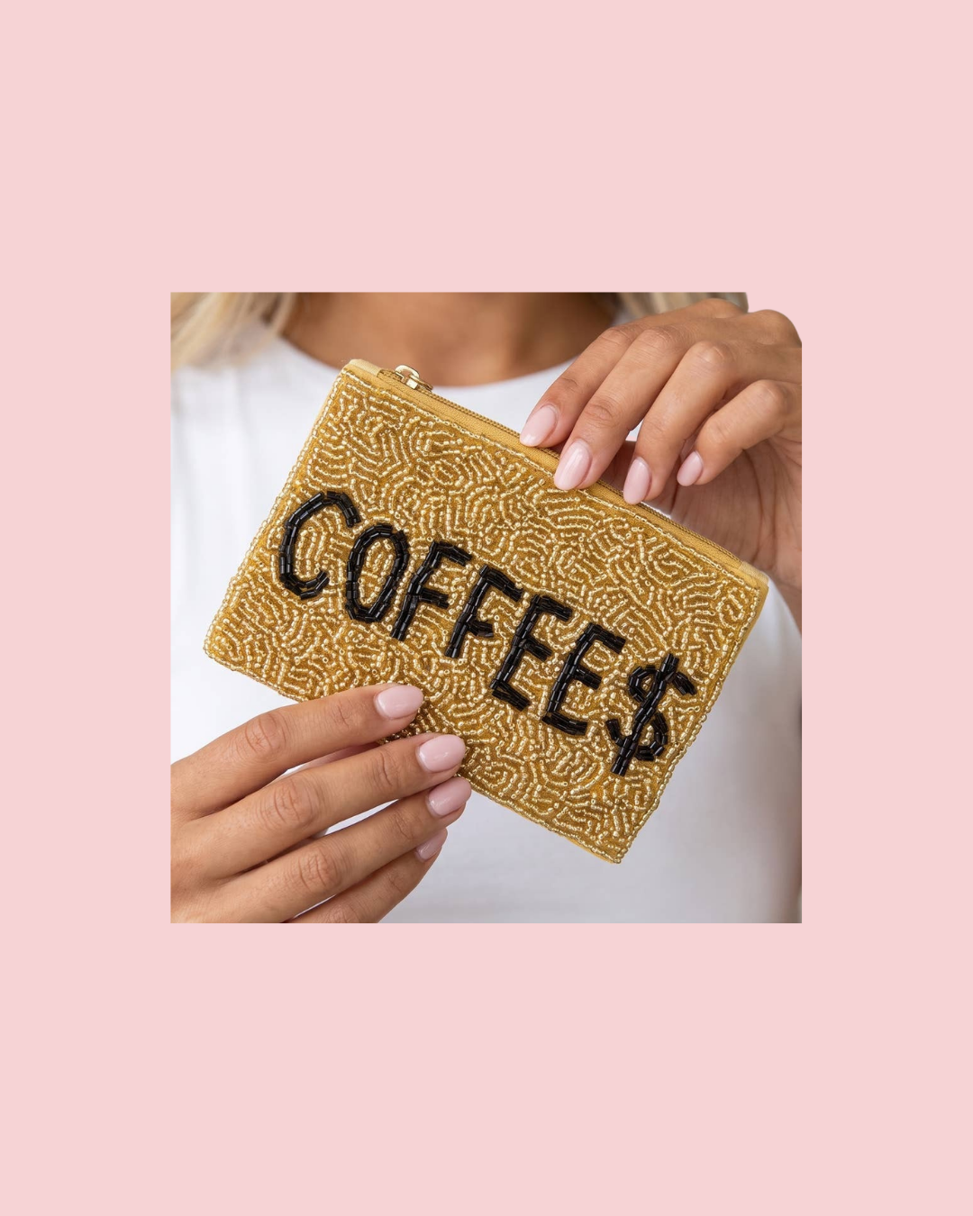 Coffee Money Seed Bead Coin Purse