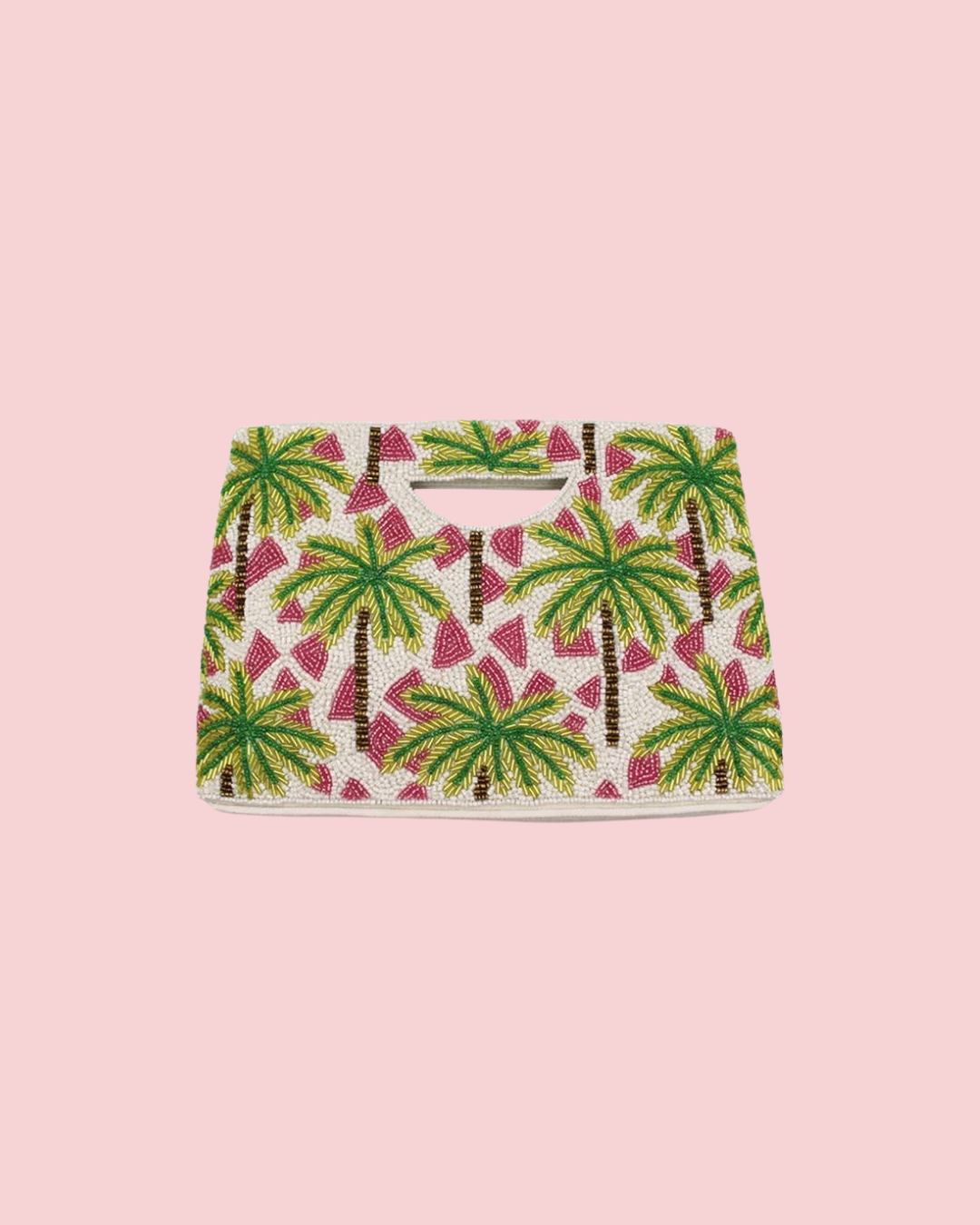 Palm Tree Double Sided Beaded Hand Clutch