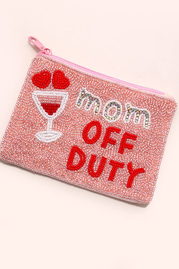 Mom Off Duty Beaded Coin Purse