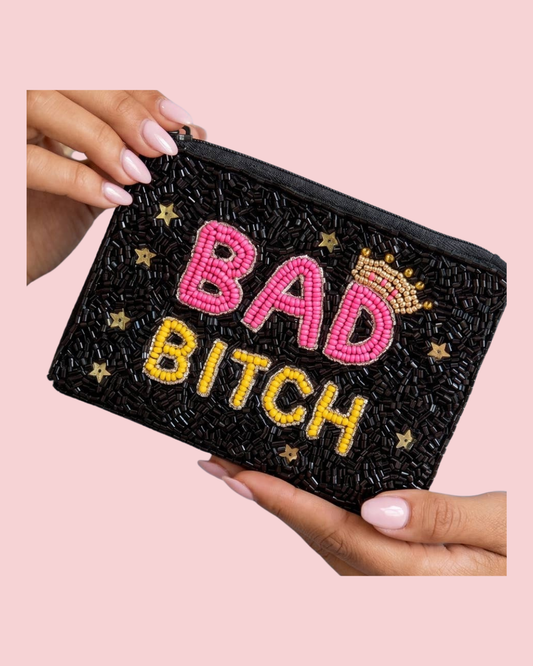 Bad Bitch Crown Beaded Coin Pouch