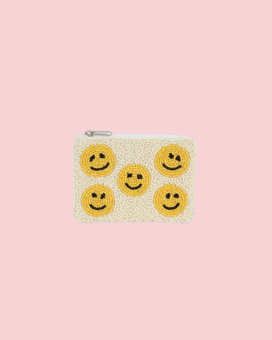 Multiple HAPPY FACE Fully Beade Ladies Coin Purse