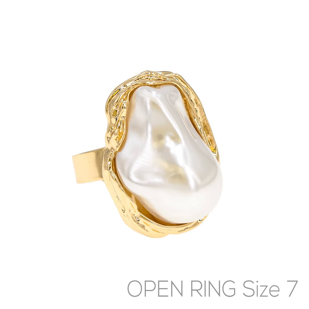 LARGE BAROQUE PEARL OPEN RING