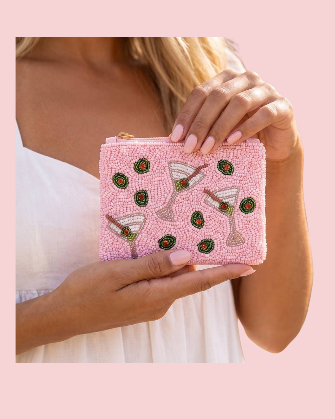 Beaded Martini Cocktail Coin Pouch