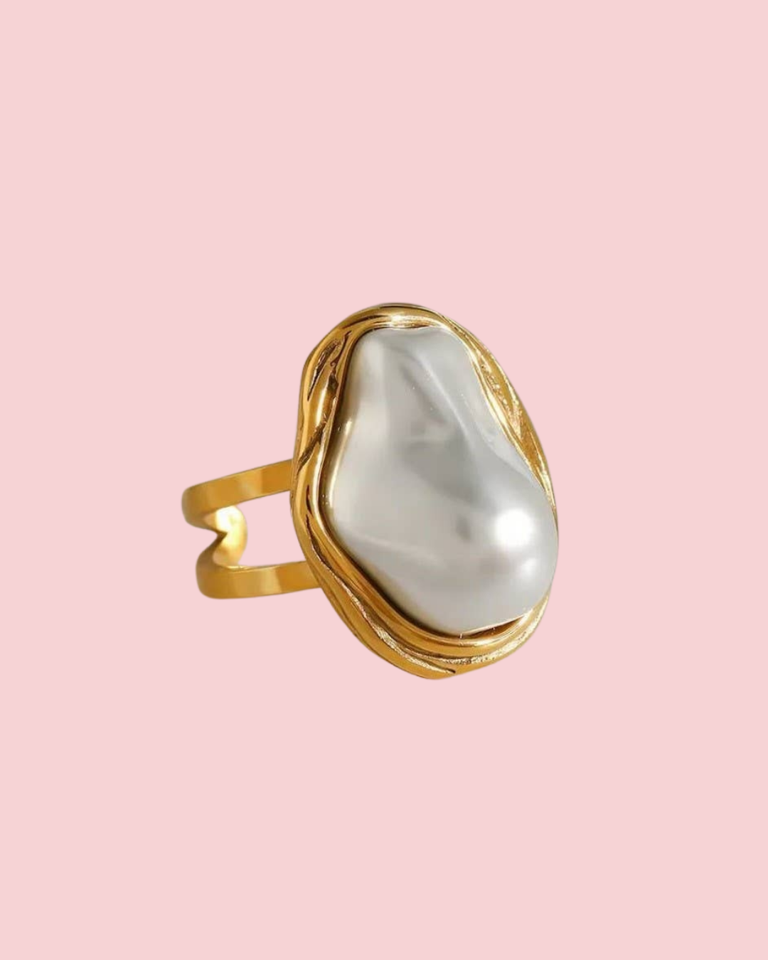 18k Stainless Steel Tarnish Free Pearl Ring