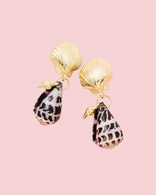 Seashell Cone Drop Earrings
