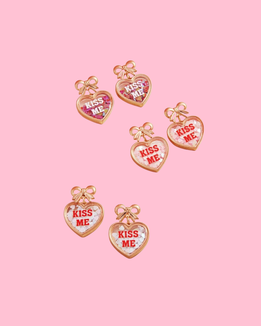 Valentines Day Heart Glitter Shaker Post Earrings