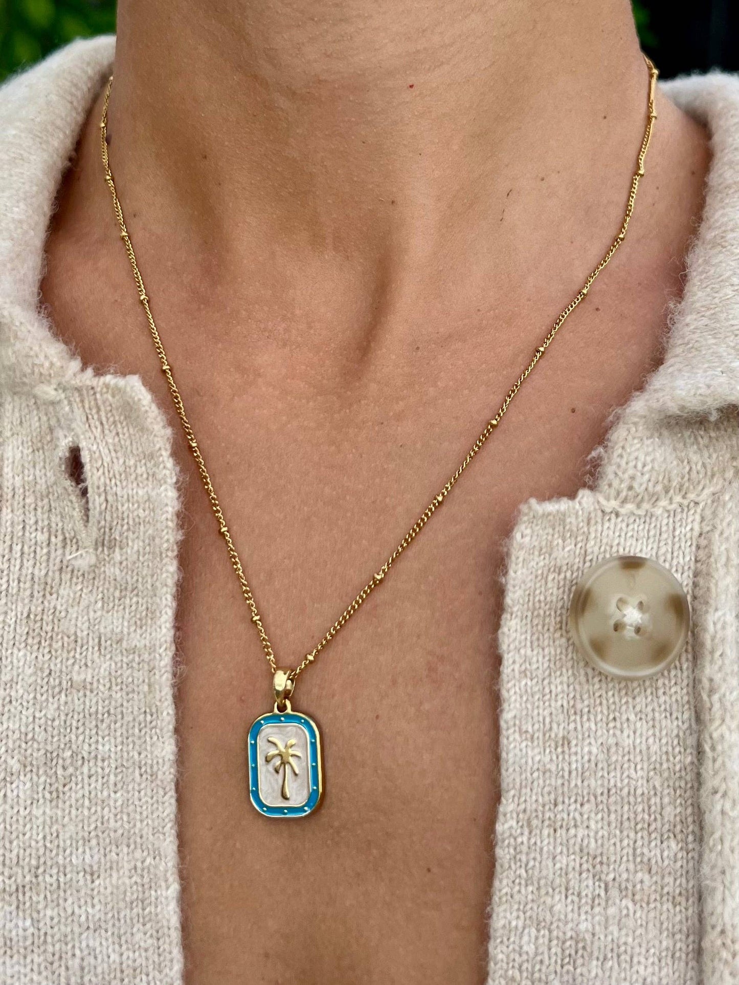 Blue Palms Necklace | Waterproof Boho Surfer Beach Jewelry