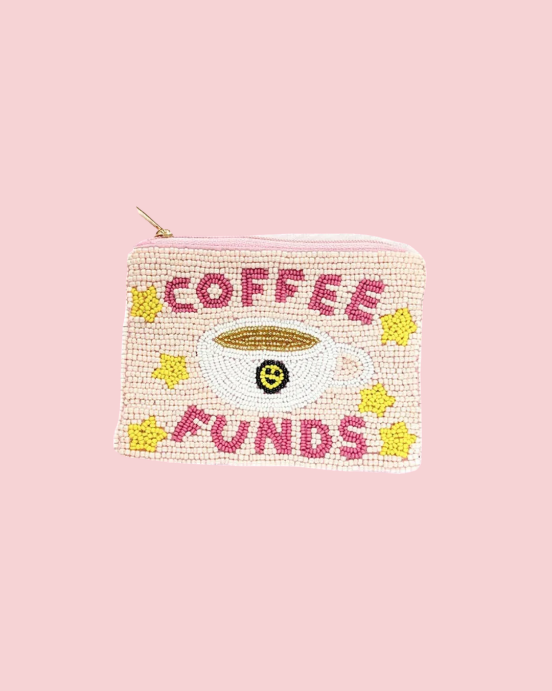 Ladies Coffee Themed Beaded Coin Purse