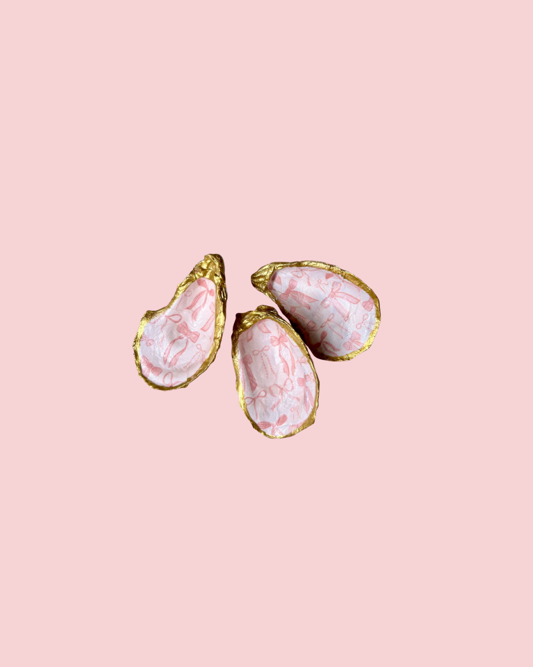 Valentine's Day Pink Bow Oyster Shell Jewelry Dish