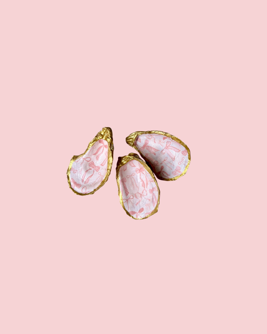 Valentine's Day Pink Bow Oyster Shell Jewelry Dish