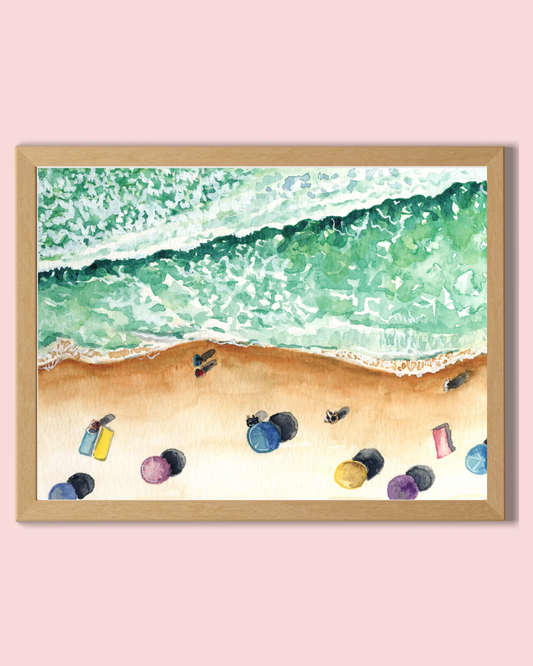Beach Waves Watercolor Art Print