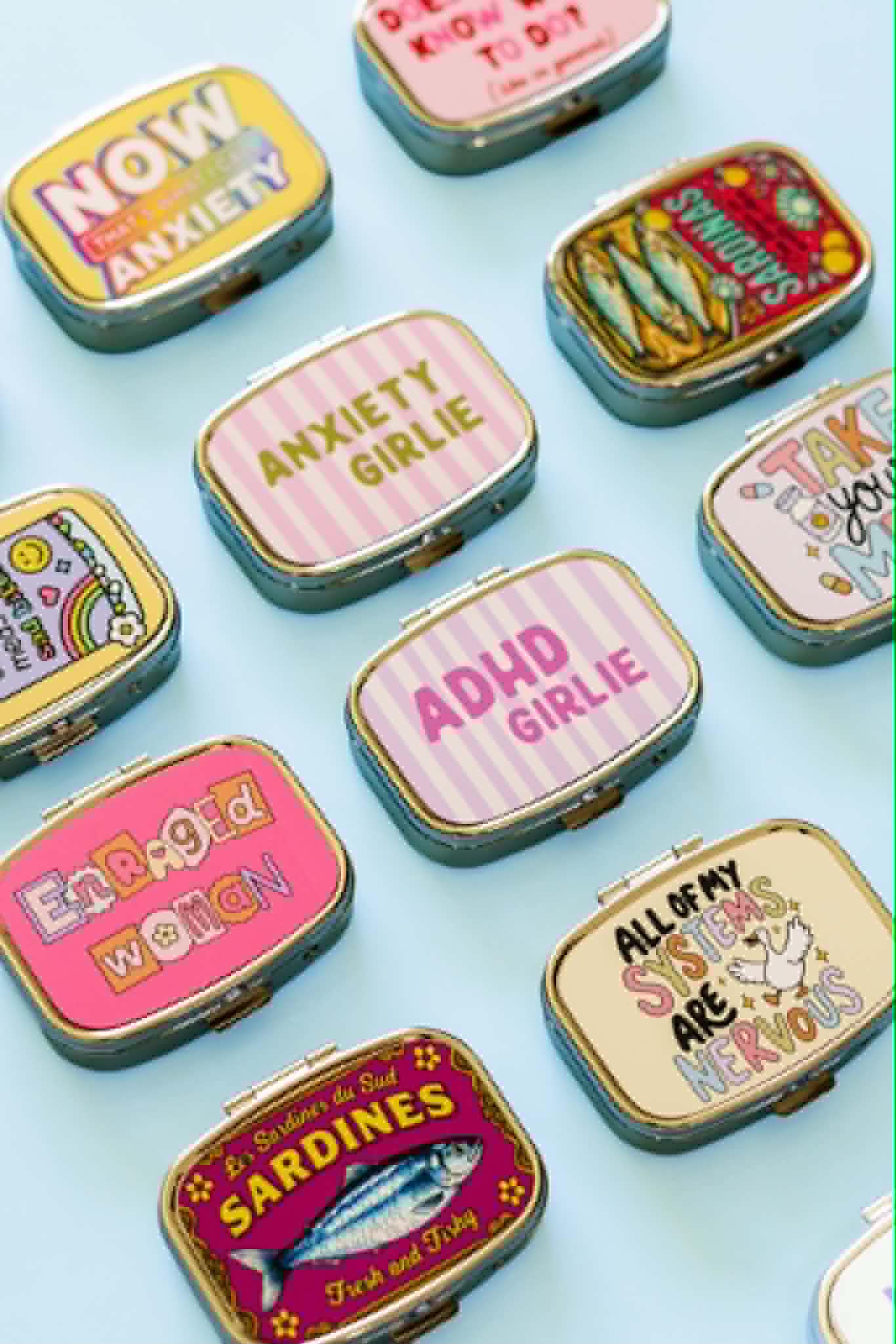 Funny Pill Box Compact Mirror Mental Health Gift Organizer