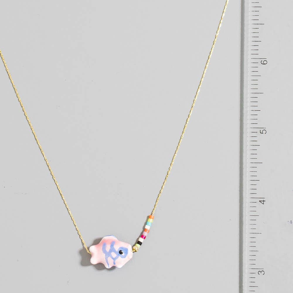 Dainty Chain Ceramic Fish Pendant Necklace