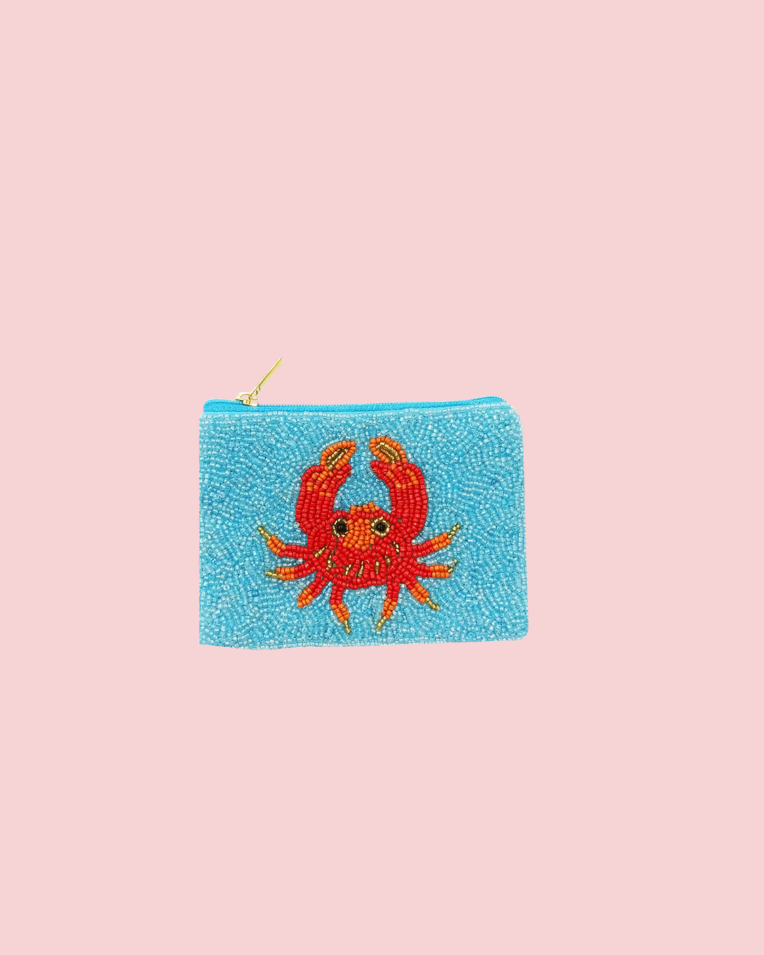 Red Crab Themed Beaded Coin Purse