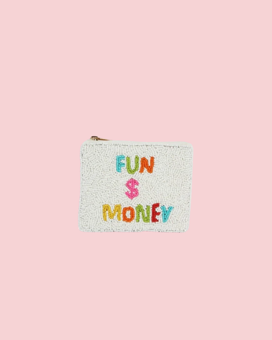 Ladies Fully Beaded FUN $ Theme Coin Purse
