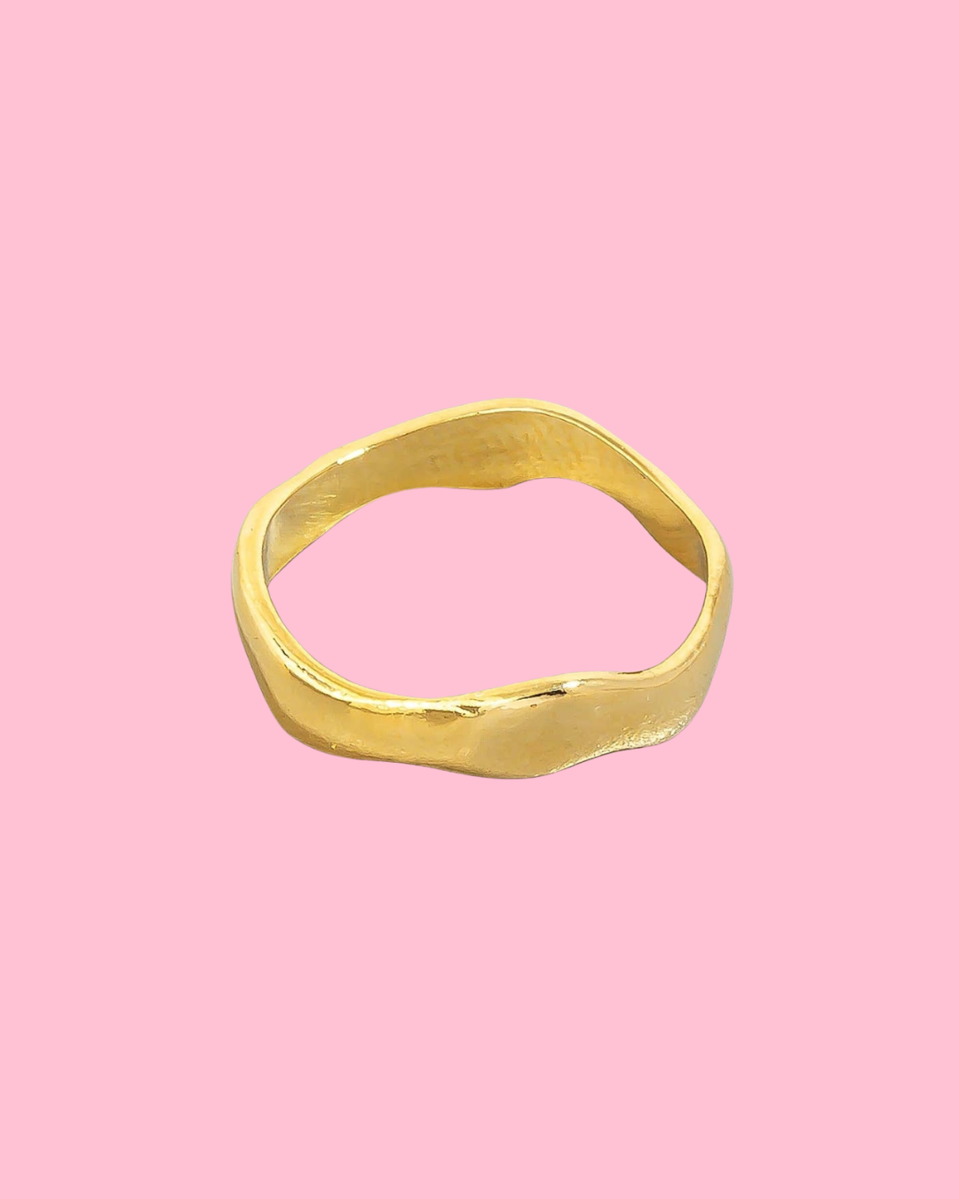 Gold Dipped Wavy Warped Metallic Ring