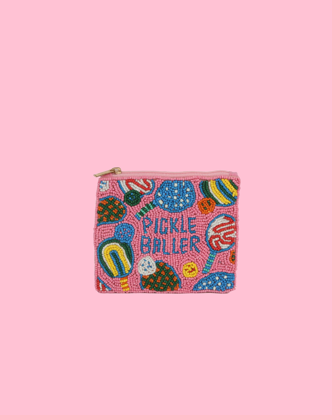 PICKLE BALLER Beaded Coin Purse