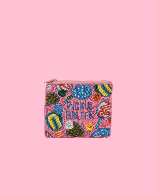 PICKLE BALLER Beaded Coin Purse