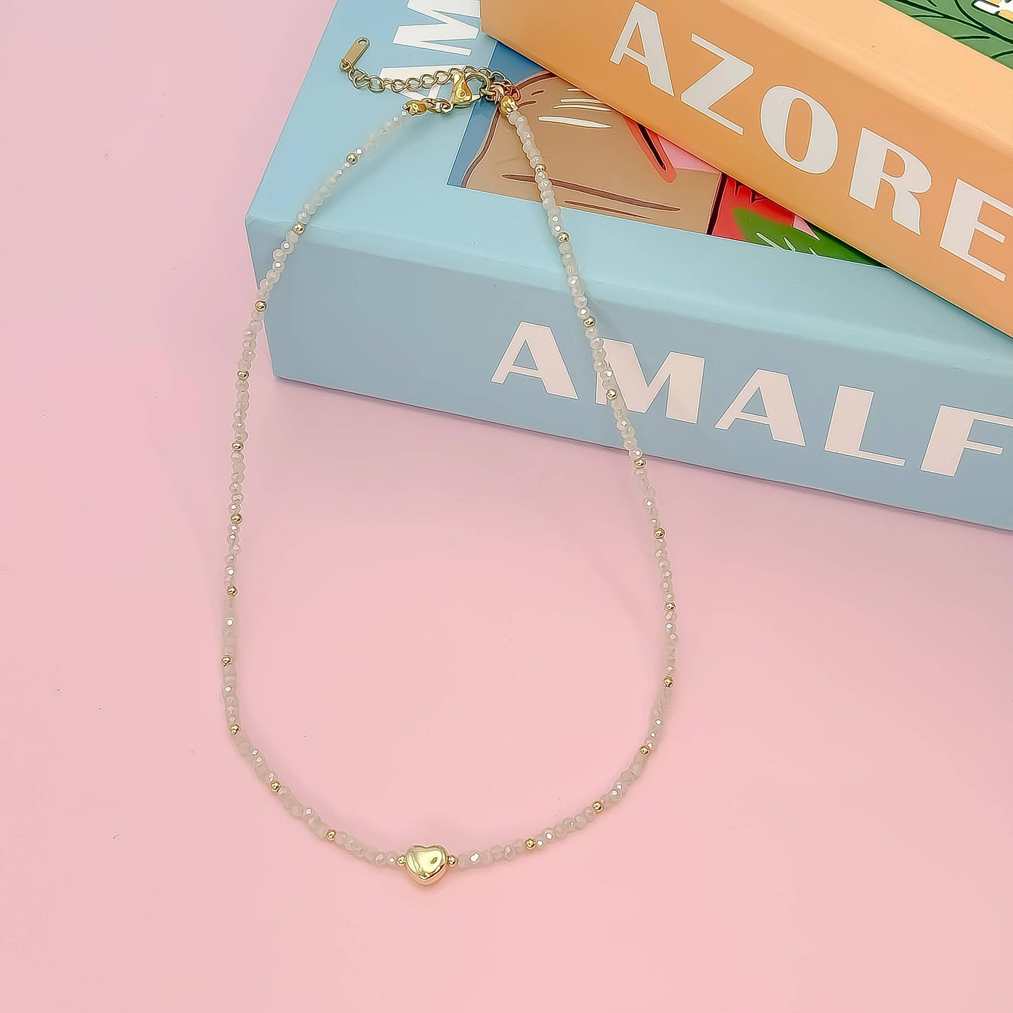  Tiny Gold Heartbeat Necklace 