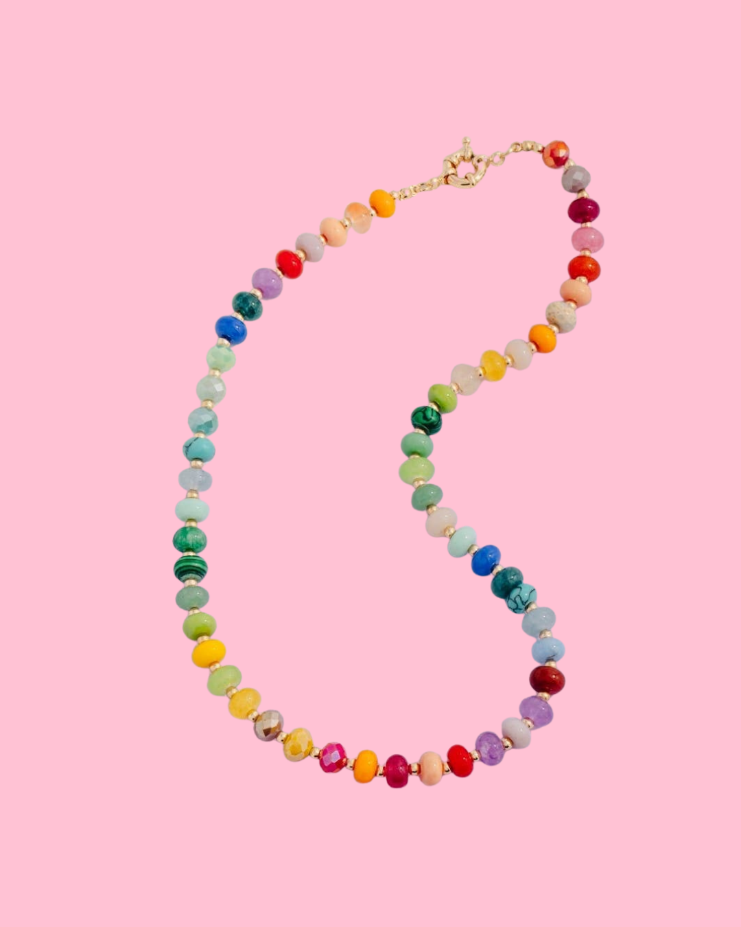 Round Stone Beaded Necklace