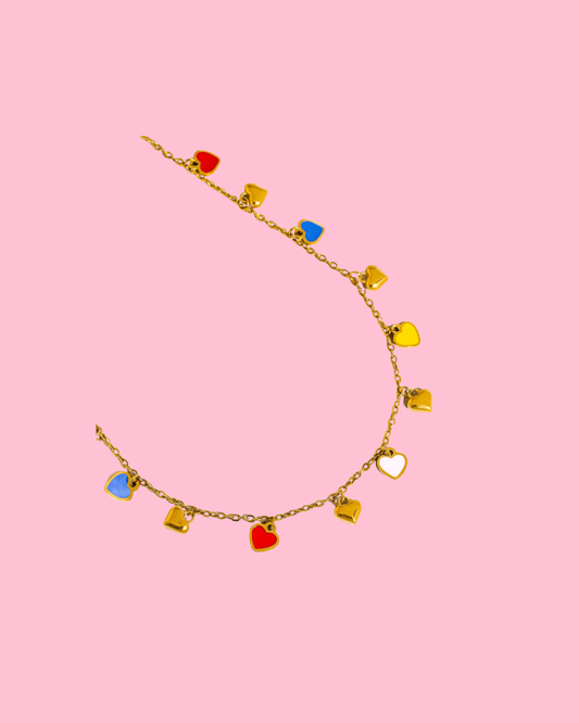 Melvin 18K Gold Non-Tarnish Flower & Hearts Necklace