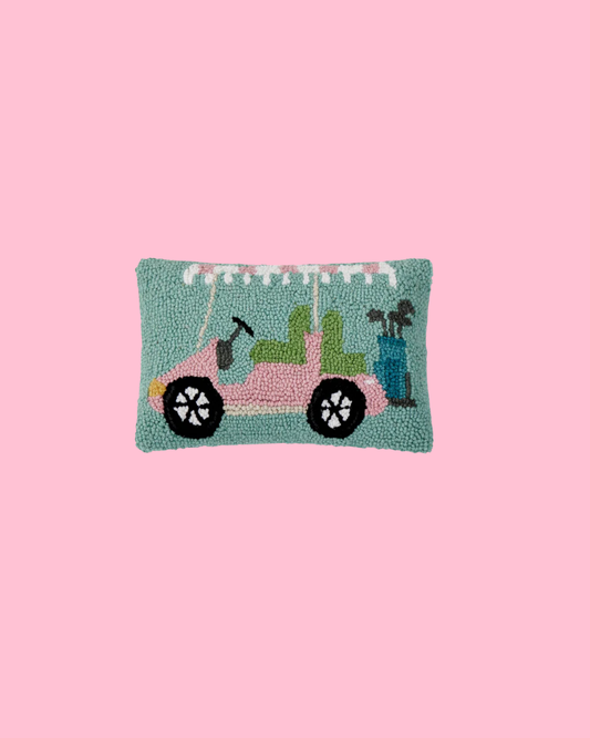 Pink Golf Cart Hook Pillow