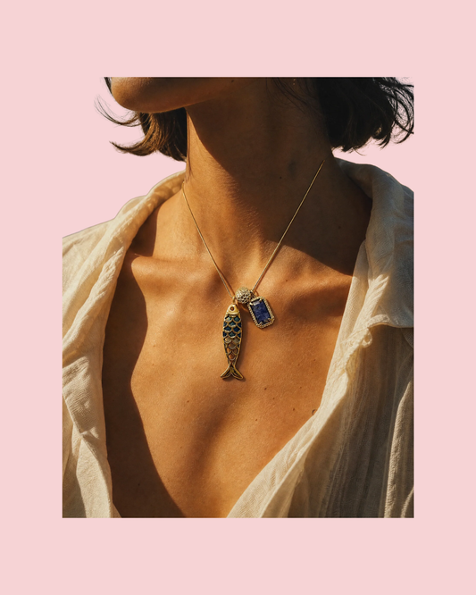Goldfish Necklace, Natural Stone | Handmade Summer Collection