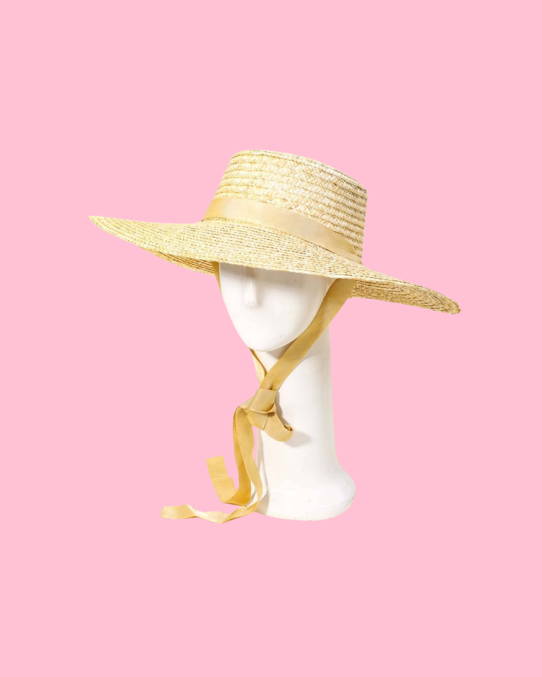 Straw Weave Ribbon Bow Chin Strap Sun Hat